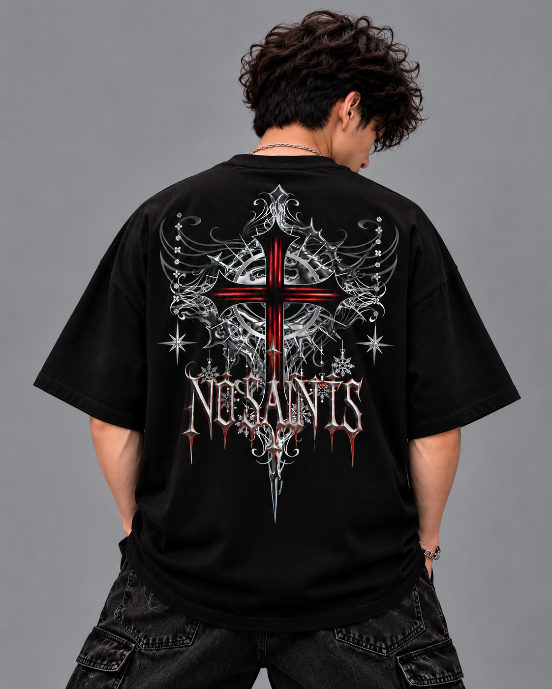 NO SAINTS — Gothic Oversized T-Shirt - Image 1